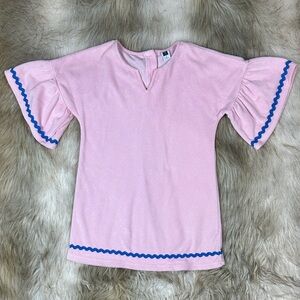 Janie & Jack Terry Swimsuit Cover Up - Pink with Blue Trim - Size 5